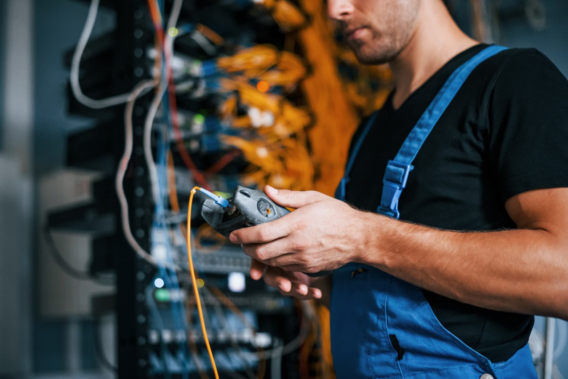 Low voltage data and fiber optic installation by electrician